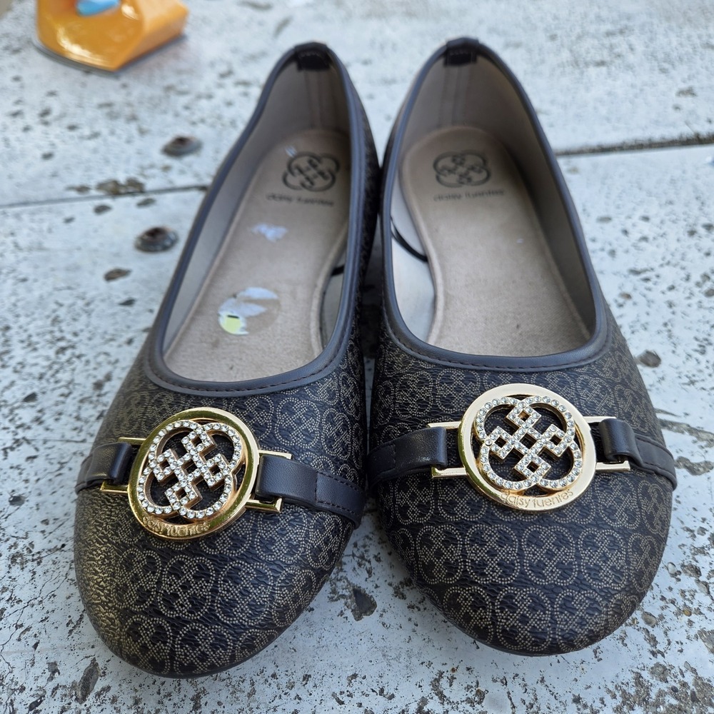 Daisy fuentes Women‎ Size 9 Rosee Brown & Gold flats